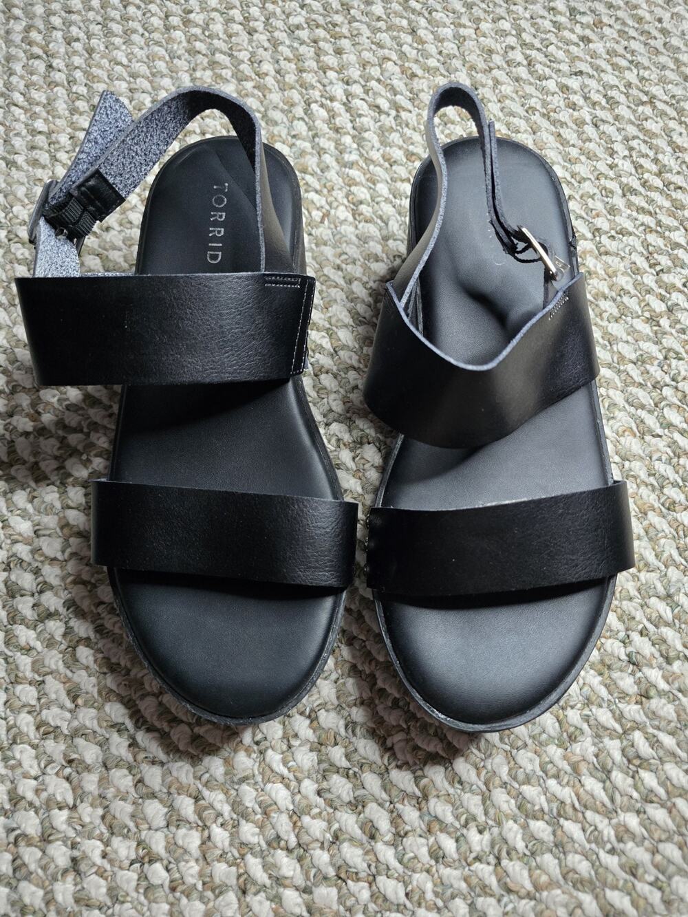 Torrid Double Strap Platform Block Heel Shoes Black Size 9.5